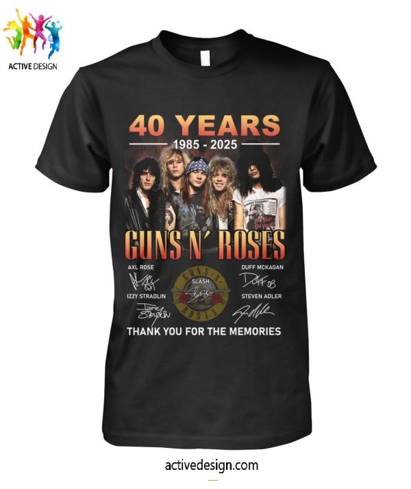 40 Years 1985-2025 Guns N’ Roses Thank You For The Memories T-Shirt