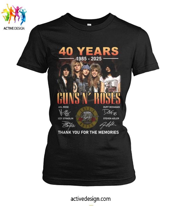 40 Years 1985-2025 Guns N’ Roses Thank You For The Memories T-Shirt