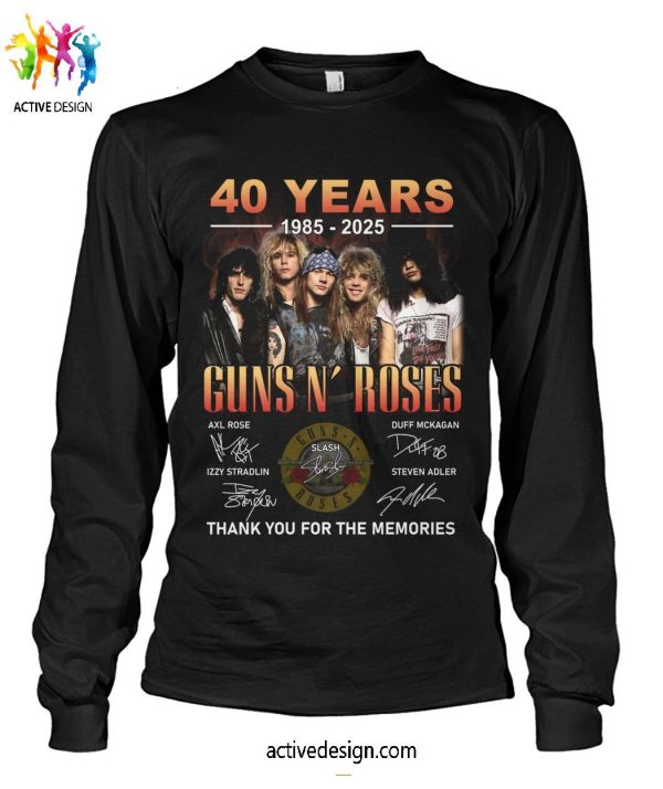 40 Years 1985-2025 Guns N’ Roses Thank You For The Memories T-Shirt