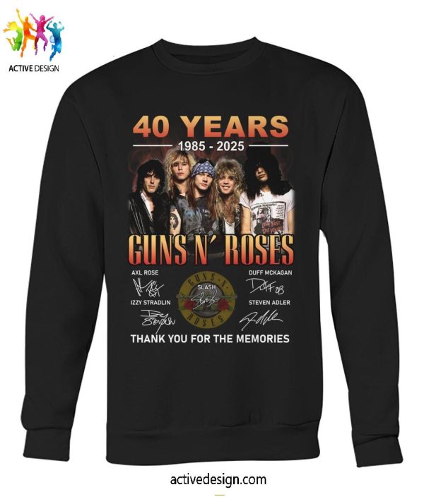 40 Years 1985-2025 Guns N’ Roses Thank You For The Memories T-Shirt