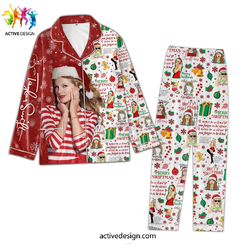 Taylor Swift Merry Christmas Satin Pajama Set Taylor Swift Merry Christmas Satin Pajama Set