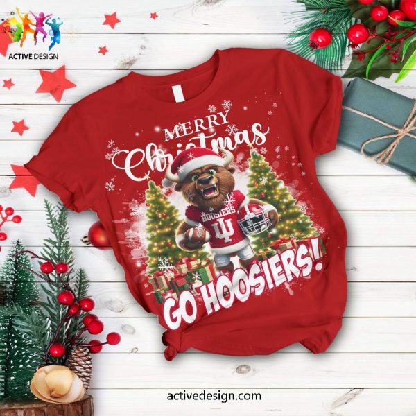 Indiana Hoosiers Football Merry Christmas Go Hoosier Pajamas Set