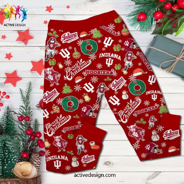 Indiana Hoosiers Football Merry Christmas Go Hoosier Pajamas Set