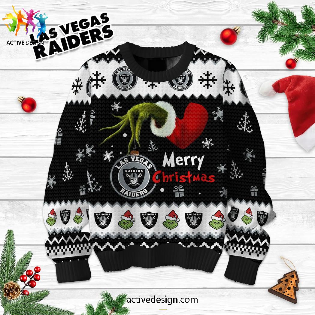 Las Vegas Raiders & Grinch Christmas Sweater Las Vegas Raiders & Grinch Christmas Sweater