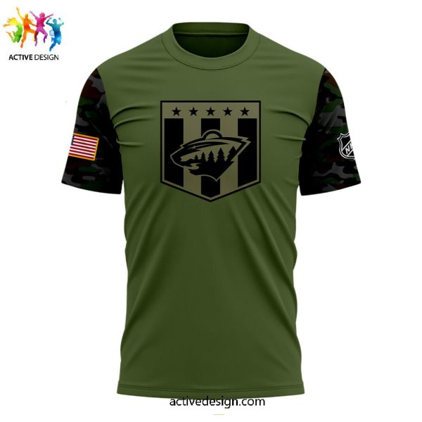 Minnesota Wild Honoring Military Appreciation 3D T-Shirt