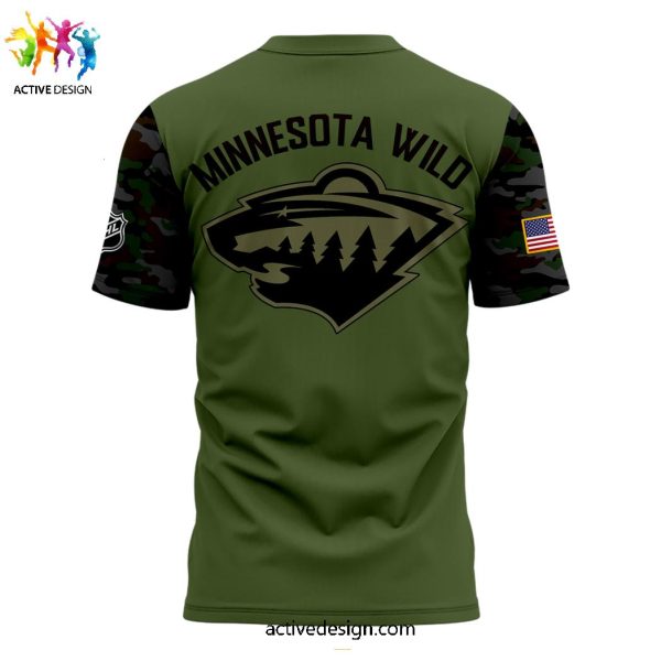 Minnesota Wild Honoring Military Appreciation 3D T-Shirt