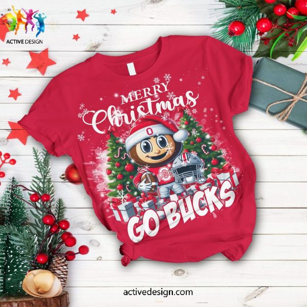 Ohio State Buckeyes Football Merry Christmas Go Bucks Pajamas Set