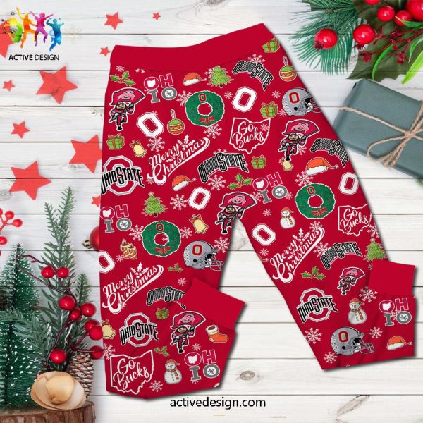 Ohio State Buckeyes Football Merry Christmas Go Bucks Pajamas Set