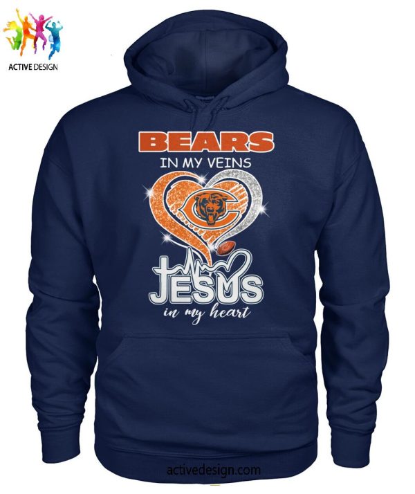 The Chicago Bears In My Veins Jesus In My Heart T-Shirt