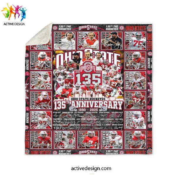 The Ohio State Buckeyes 135th Anniversary 1890 2025 Fleece Blanket