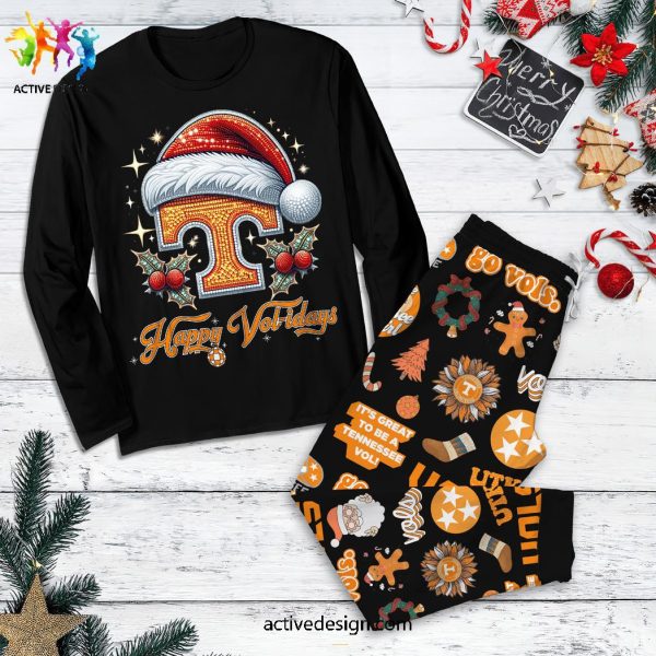 Volunteer Tennessee Happy Vol-Idays Merry Christmas Pajamas Set