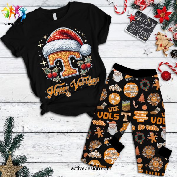 Volunteer Tennessee Happy Vol-Idays Merry Christmas Pajamas Set