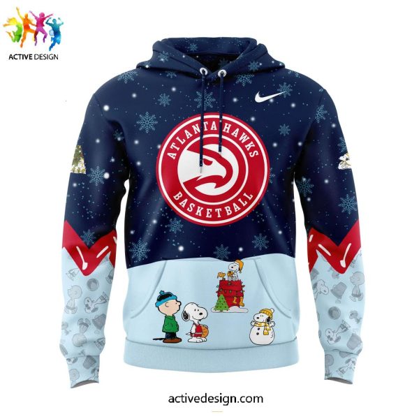 Atlanta Hawks Peanuts & Snoopy Night Holiday Speciality Limited Hoodie Long Pants Cap