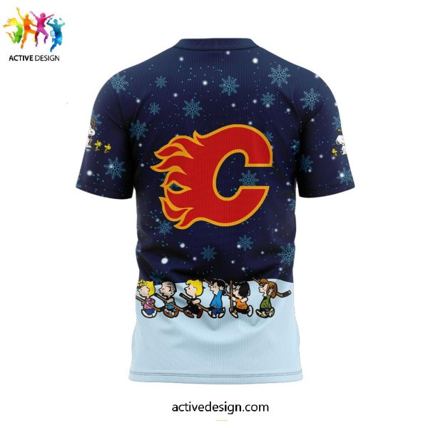 Calgary Flames Peanuts & Snoopy Night Speciality Limited Edition 3D T-Shirt