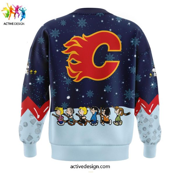 Calgary Flames Peanuts & Snoopy Night Speciality Limited Edition 3D T-Shirt