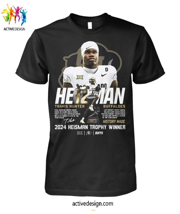Colorado Buffaloes x Travis Hunter 2024 Heisman Trophy Winner T-Shirt