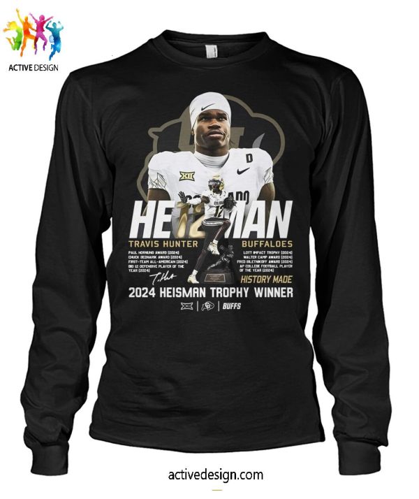 Colorado Buffaloes x Travis Hunter 2024 Heisman Trophy Winner T-Shirt