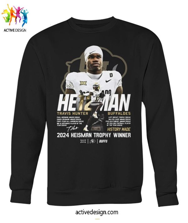 Colorado Buffaloes x Travis Hunter 2024 Heisman Trophy Winner T-Shirt