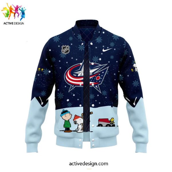 Columbus Blue Jackets Snoopy x Peanuts Holiday Speciality Baseball Jacket