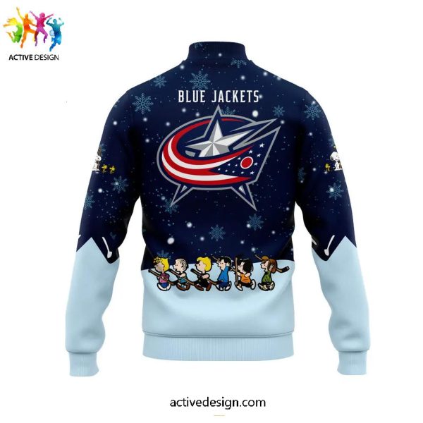 Columbus Blue Jackets Snoopy x Peanuts Holiday Speciality Baseball Jacket