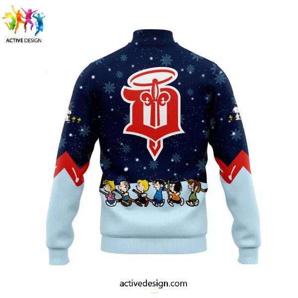 Dubuque Fighting Saints x Peanuts & Snoopy Holiday Speciality Limited Edition Baseball Jacket