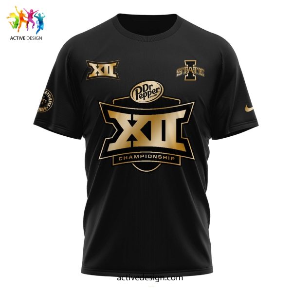 Iowa State Cyclones 2024 DR Pepper Big 12 Football Champions Limited Editon Gold 3D T-Shirt