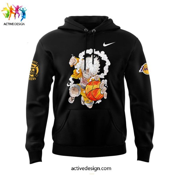 Los Angeles Lakers x Luffy Gear 5 One Piece Game Night Collab Limited Edition Black Hoodie Longpants Cap