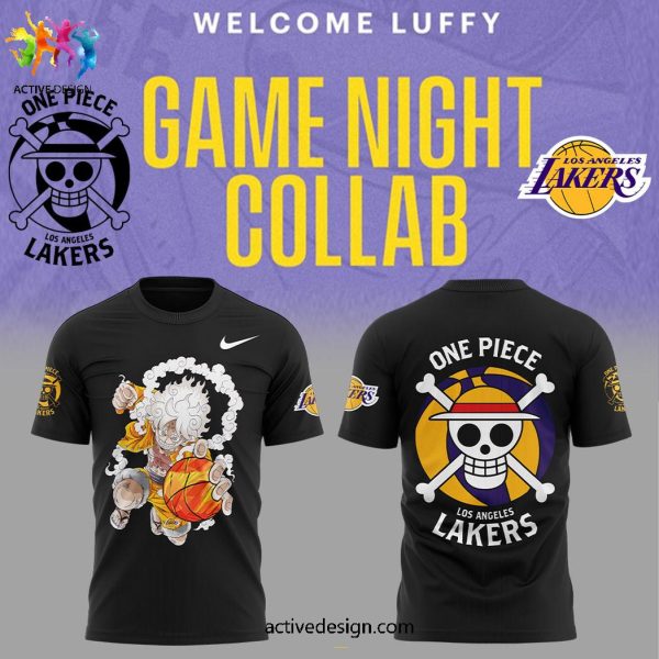 Los Angeles Lakers x Luffy Gear 5 One Piece Game Night Collab Limited Edition Black Hoodie Longpants Cap