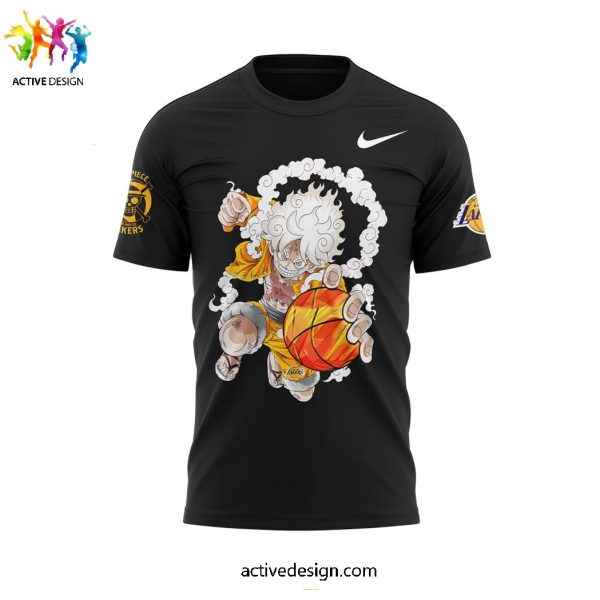 Los Angeles Lakers x Luffy Gear 5 One Piece Game Night Collab Limited Edition Black Hoodie Longpants Cap