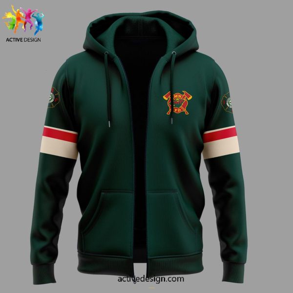 Minnesota Wild x Firefighter Appreciation Night Limited Edition Zipper Hoodie Long Pant Cap