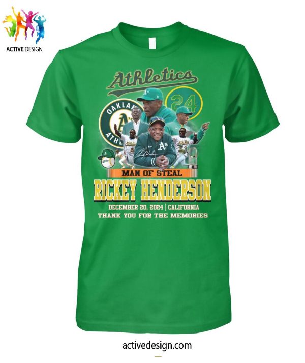 Oakland Athlerics Man Of Steal Rickey Henderson 2024 Thank You For The Memories T-Shirt