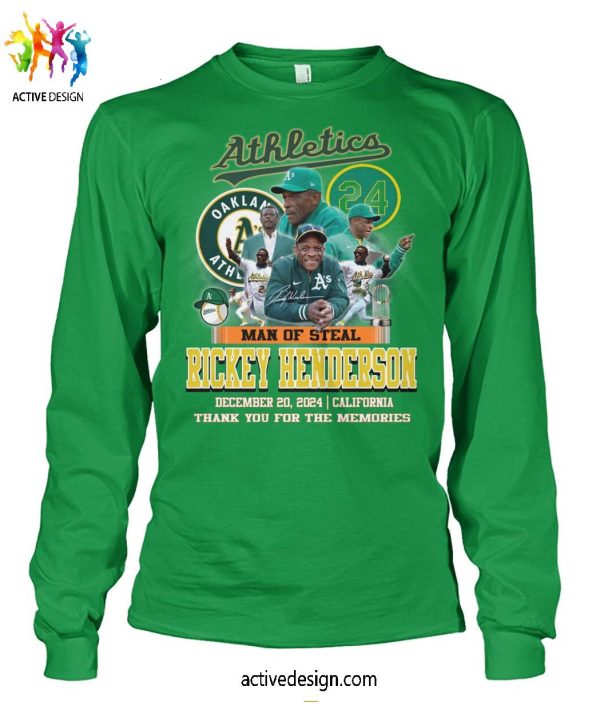 Oakland Athlerics Man Of Steal Rickey Henderson 2024 Thank You For The Memories T-Shirt