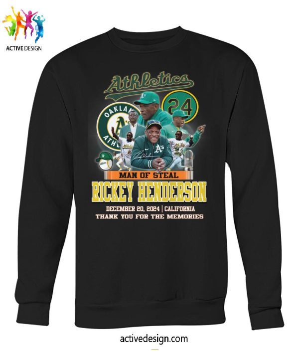 Oakland Athlerics Man Of Steal Rickey Henderson 2024 Thank You For The Memories T-Shirt