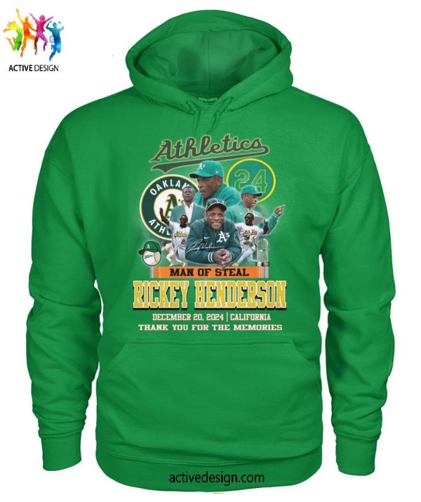 Oakland Athlerics Man Of Steal Rickey Henderson 2024 Thank You For The Memories T-Shirt