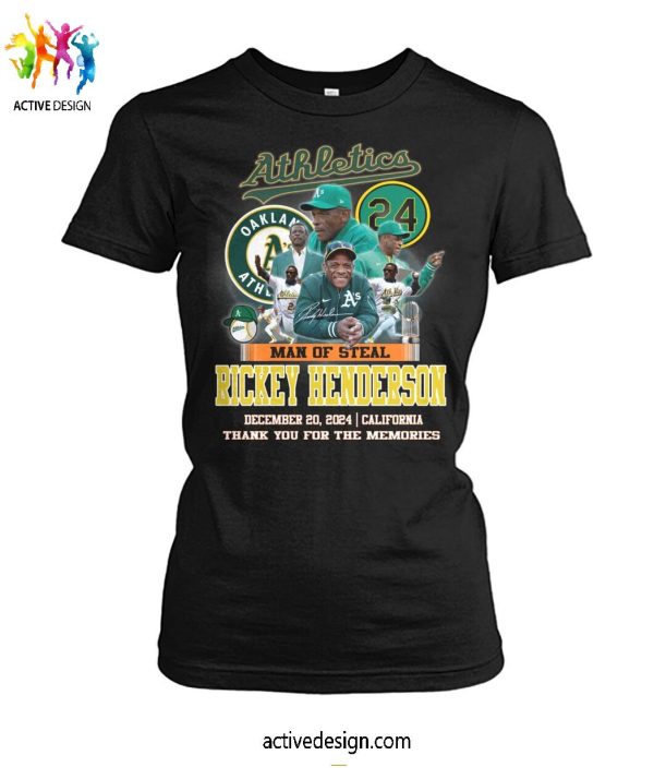 Oakland Athlerics Man Of Steal Rickey Henderson 2024 Thank You For The Memories T-Shirt