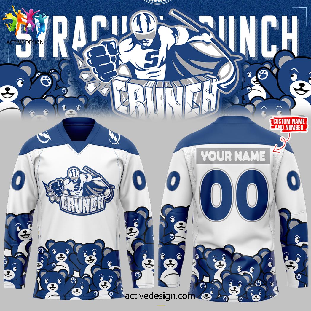 Syracuse Crunch x Teddy Bear Toss 2024 Personalization Limited White Bule Hockey Jersey Syracuse Crunch x Teddy Bear Toss 2024 Personalization Limited White Bule Hockey Jersey