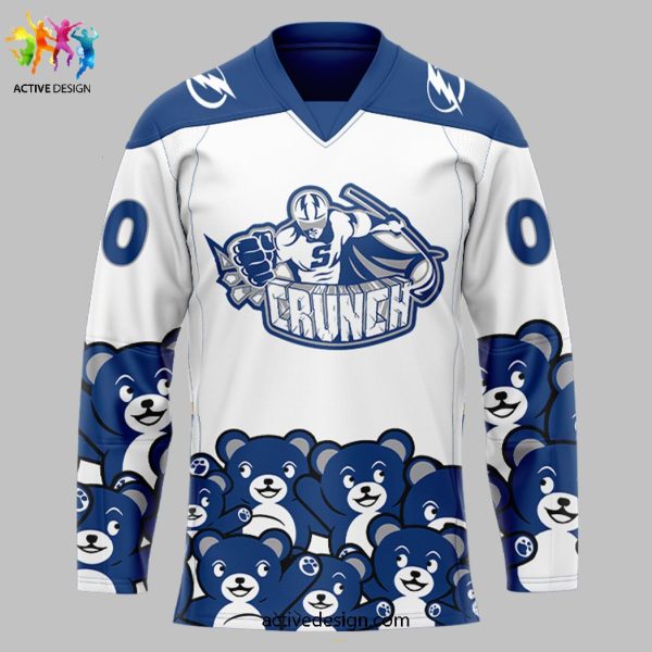 Syracuse Crunch x Teddy Bear Toss 2024 Personalization Limited White Bule Hockey Jersey