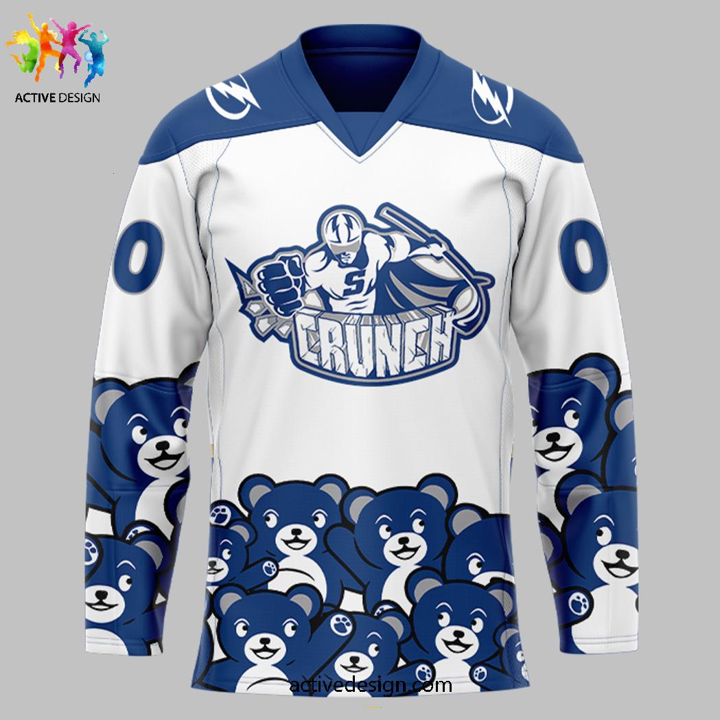 Syracuse Crunch x Teddy Bear Toss 2024 Personalization Limited White Bule Hockey Jersey Syracuse Crunch x Teddy Bear Toss 2024 Personalization Limited White Bule Hockey Jersey