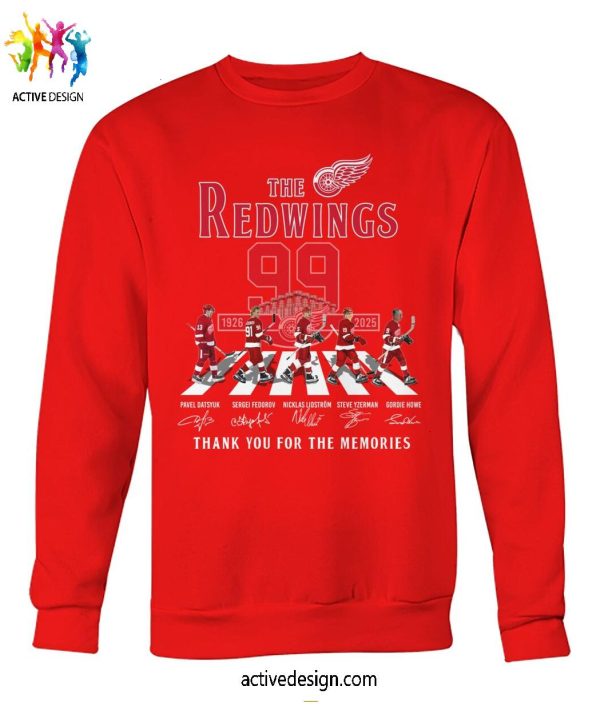 The Detroit Red Wings 99 Years 1926-2025 Thank You For The Memories T-Shirt