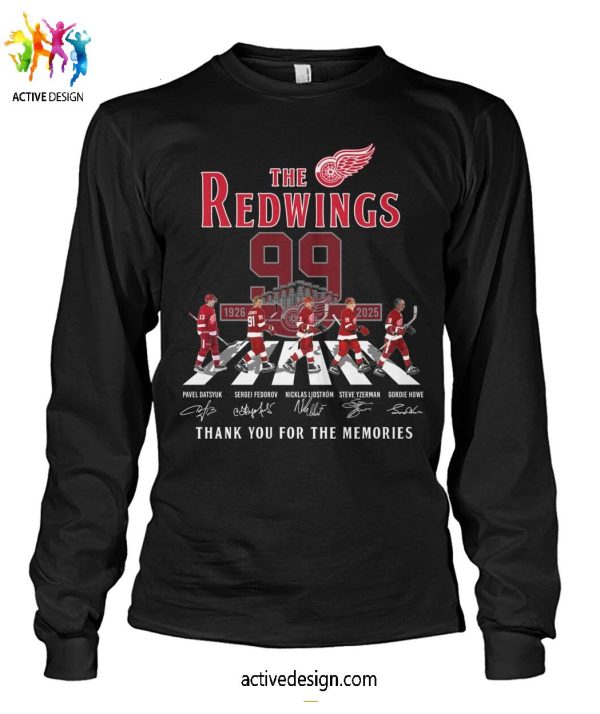 The Detroit Red Wings 99 Years 1926-2025 Thank You For The Memories T-Shirt