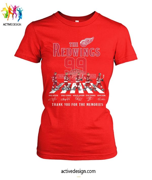 The Detroit Red Wings 99 Years 1926-2025 Thank You For The Memories T-Shirt