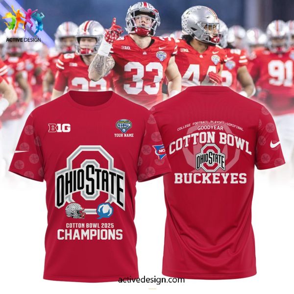 Ohio State Buckeyes Playoff Semifinal Goodyear Cotton Bowl 2025 Champions Red Hoodie
