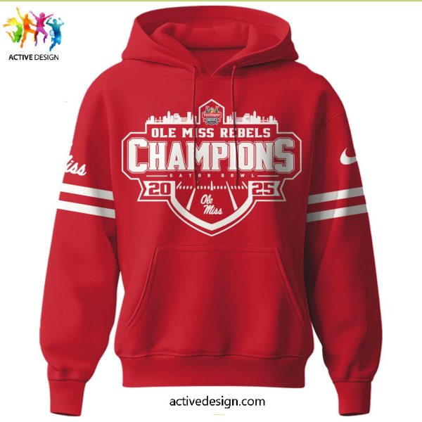 Ole Miss Rebels Football Champions Gator Bowl 2025 Special New Red Hoodie Longpants Cap