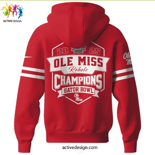 Ole Miss Rebels Football Champions Gator Bowl 2025 Special New Red Hoodie Longpants Cap