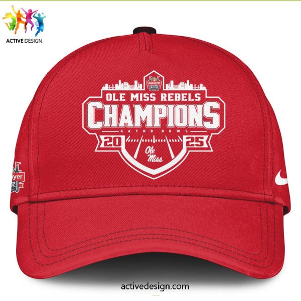 Ole Miss Rebels Football Champions Gator Bowl 2025 Special New Red Hoodie Longpants Cap