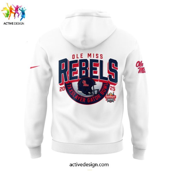 Ole Miss Rebels Football Taxslayer Gator Bowl Champions 2025 Limited Edition White Hoodie Longpants Cap